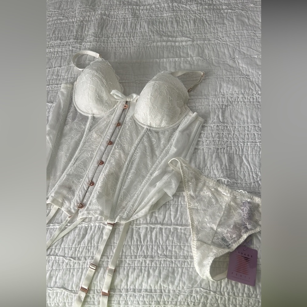 Embroidered Lace Croset & Thong